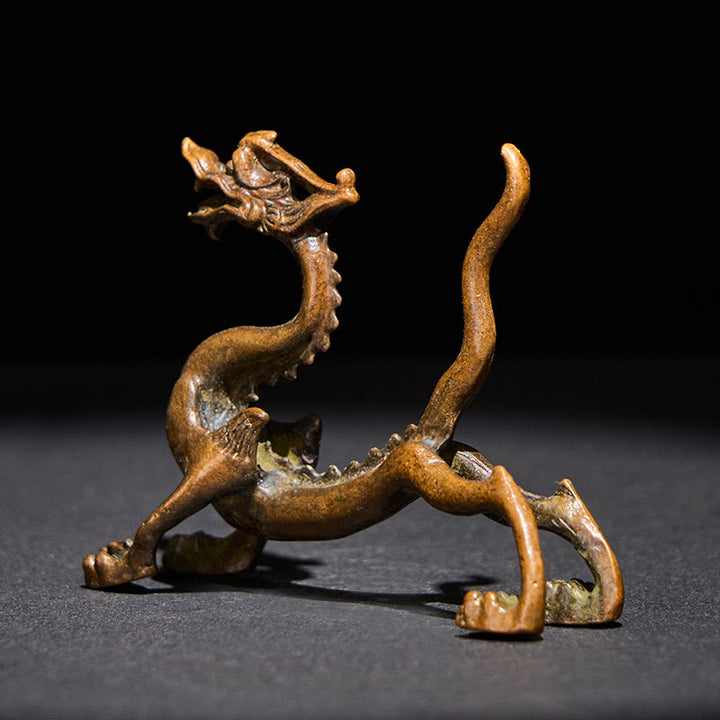 Buddha Stones Mini Dragon Alloy Luck Protection Home Decoration 7.6*2.5*5.4 cm - image 1