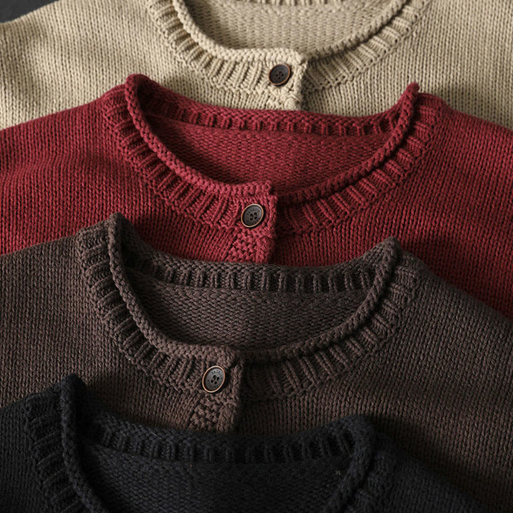 Buddha Stones Patchwork Figure Pattern Buttons Cotton Women's Long Sleeve Cardigan Sweater - image 20