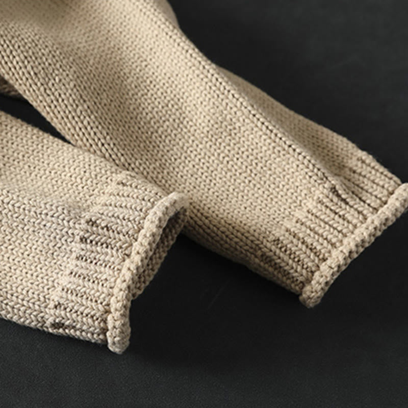 Buddha Stones Patchwork Figure Pattern Buttons Cotton Women's Long Sleeve Cardigan Sweater - image 7