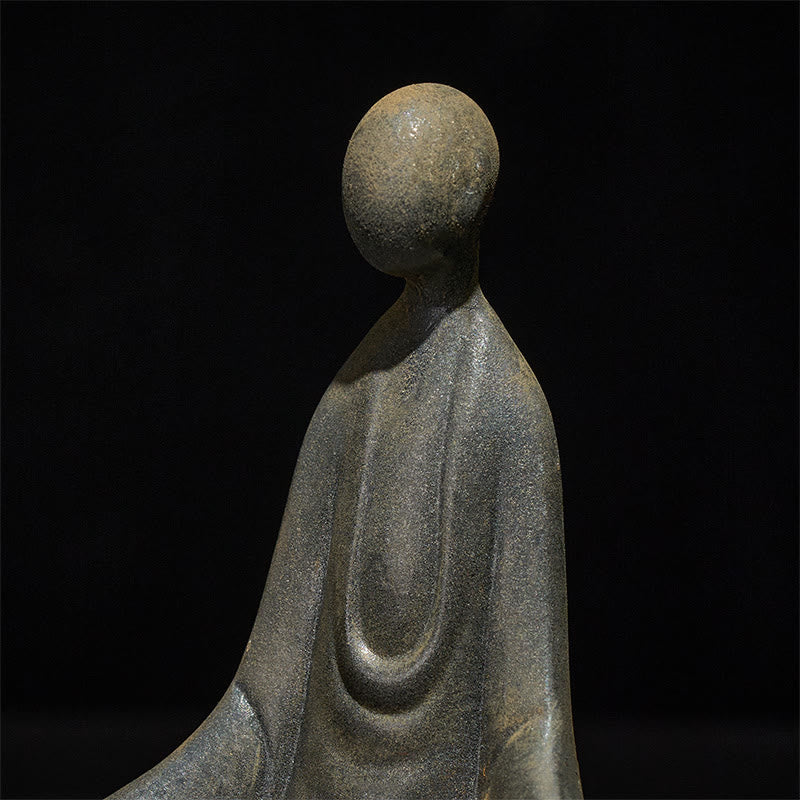 Buddha Stones Handmade Sitting Formless Buddha Iron Powder Rust Cast Resin Statue Decoration - image 7