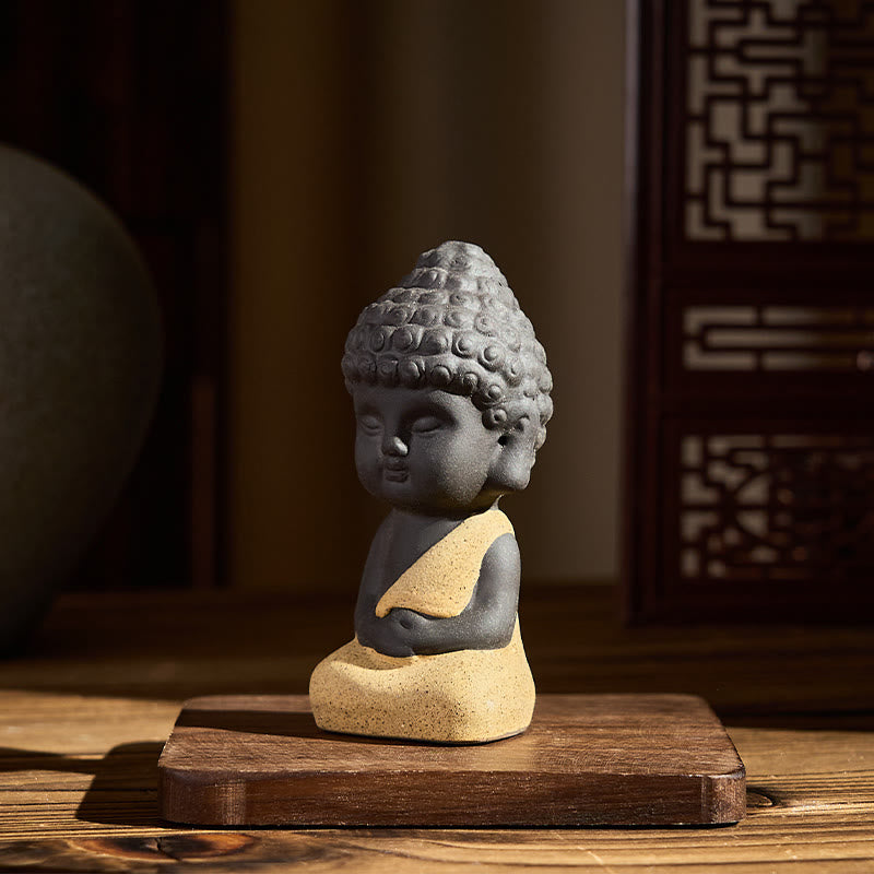 Buddha Stones Tathagata Buddha Symbol Design Purple Clay Serenity Desk Decoration - image 4