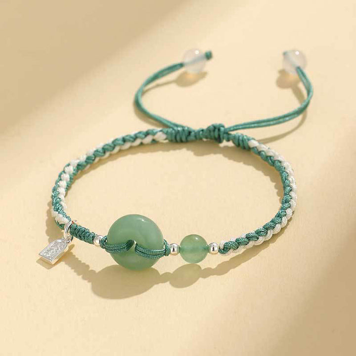 Buddha Stones Green Aventurine Agate Peace Buckle Luck Bracelet - Green Aventurine(Wrist Circumference: 14-18cm) - image 0