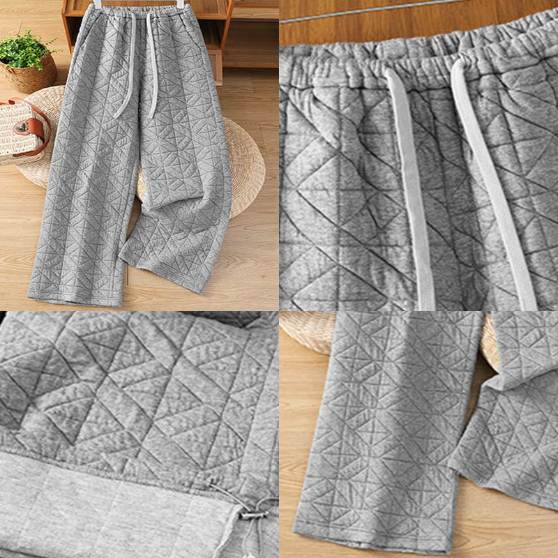 Buddha Stones Women's Fall Solid Color Drawstring Thermal Wide Leg Pants With Pockets - image 13