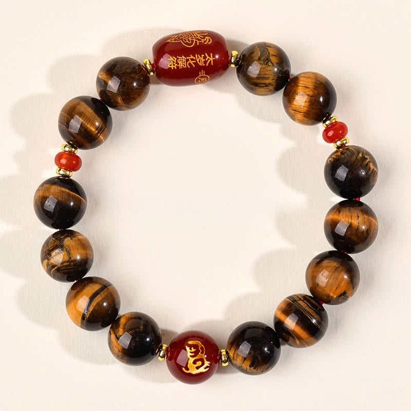 Buddha Stones 12 Chinese Zodiac Natural Tiger Eye Red Agate Protection Bracelet - 12mm(Wrist Circumference 17-18cm) - Monkey - image 41