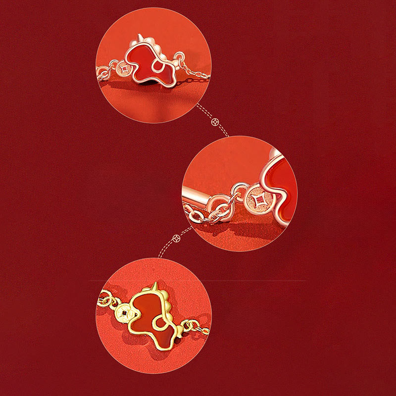 Buddha Stones 925 Sterling Silver Coin Red Agate Year Of The Horse Asymmetric Protection Earrings - image 14