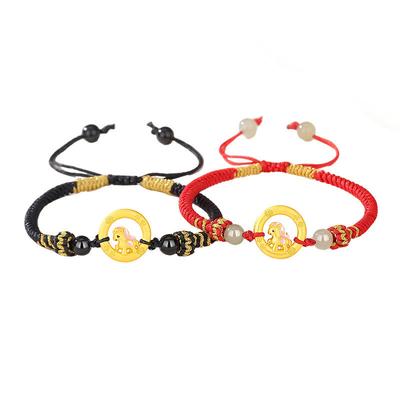 Buddha Stones 925 Sterling Silver Year Of The Horse Peace Buckle Fu Character Luck Necklace Pendant - image 22