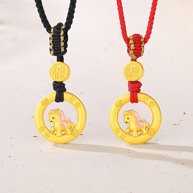 Buddha Stones 925 Sterling Silver Year Of The Horse Peace Buckle Balance String Couple Bracelet - image 19