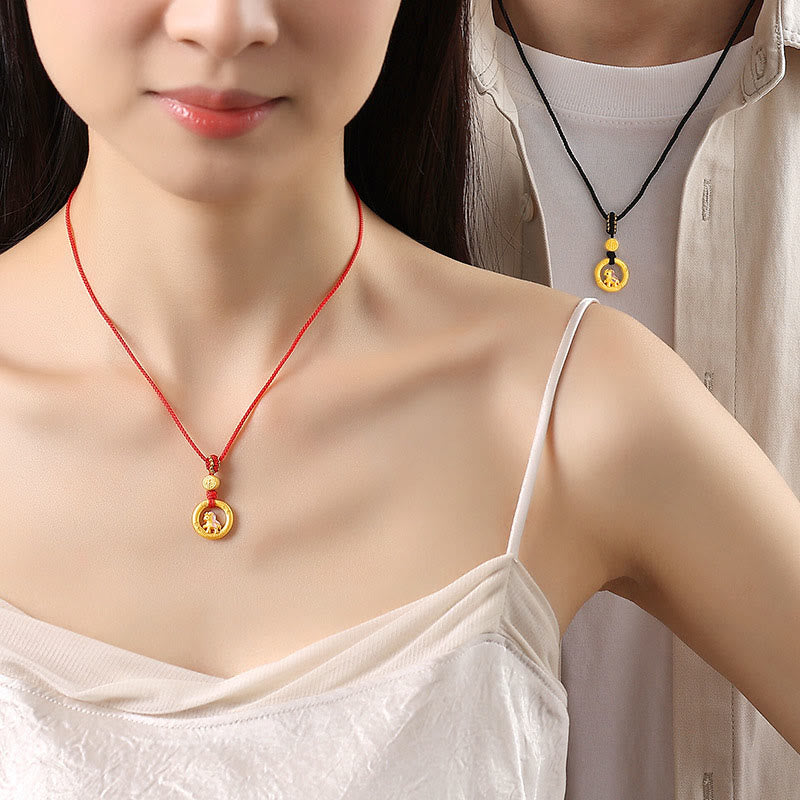 Buddha Stones 925 Sterling Silver Year Of The Horse Peace Buckle Fu Character Luck Necklace Pendant - image 14