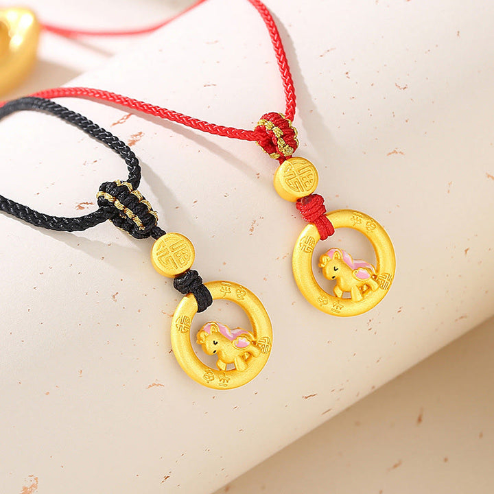 Buddha Stones 925 Sterling Silver Year Of The Horse Peace Buckle Balance String Couple Bracelet - image 21