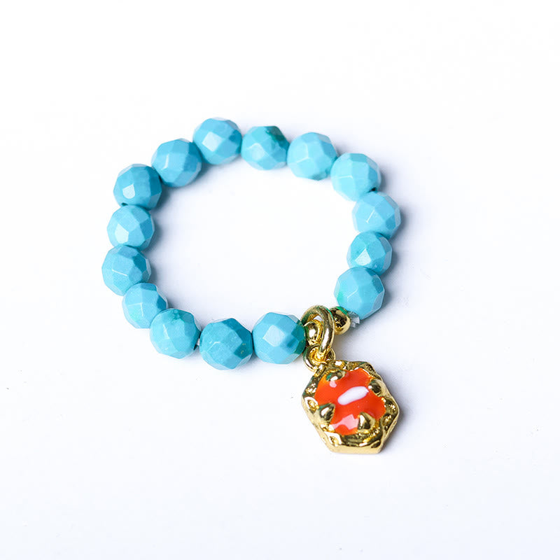 Buddha Stones 4mm Ultra-Fine Turquoise Faceted Bead Design Strength Elastic Ring - image 7