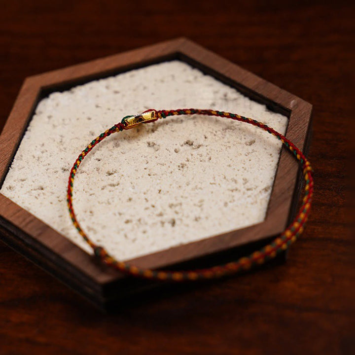 Buddha Stones Handmade Copper Coins Charm Connection Braided String Adjustable Bracelet Anklet - image 2