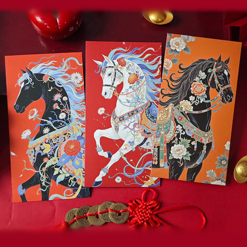 Buddha Stones 6pcs Colorful Chinese Red Envelope Year Of The Horse 2026 New Year - image 12