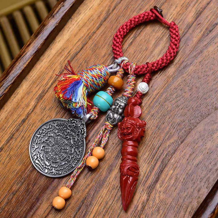 Buddha Stones Chinese Zodiac Nine Palaces Eight Diagrams Buddha Dzi Bead Serenity Key Chain - Buddha - image 0