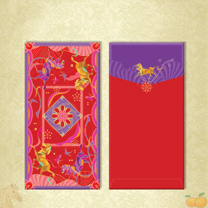 Buddha Stones 6pcs Multi-Color Chinese Red Envelope Get Rich Year Of The Horse 2026 New Year - 6Pcs Great fortune - image 8