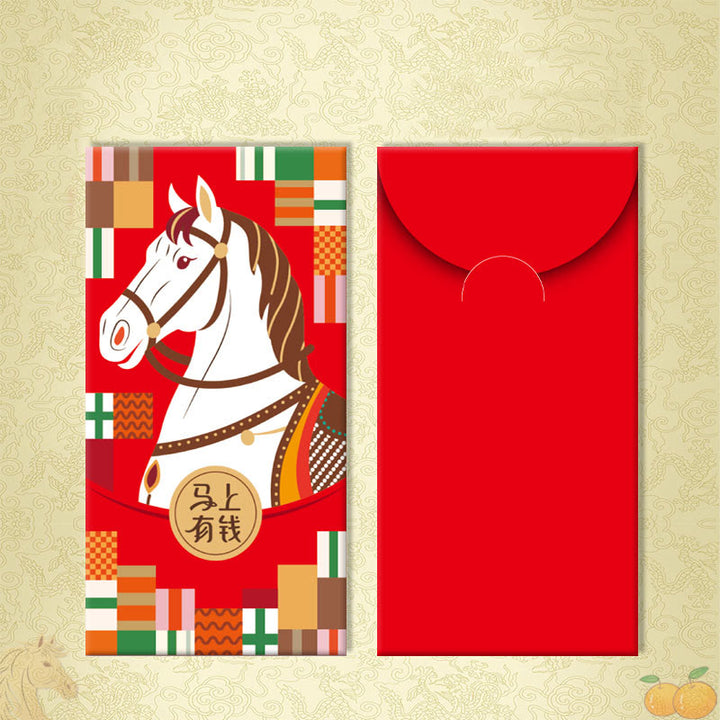 Buddha Stones 6pcs Multi-Color Chinese Red Envelope Get Rich Year Of The Horse 2026 New Year - 6Pcs Get rich right away - image 0