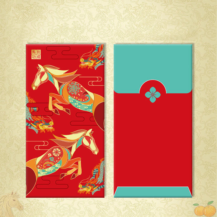 Buddha Stones 6pcs Multi-Color Chinese Red Envelope Get Rich Year Of The Horse 2026 New Year - 6Pcs Success upon action - image 5