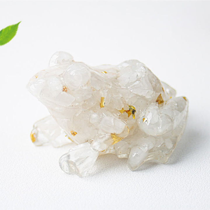 Buddha Stones Crystal Drip Resin Small Frog Passion Decoration Statue - White Turquoise(65*55*38mm) - image 2