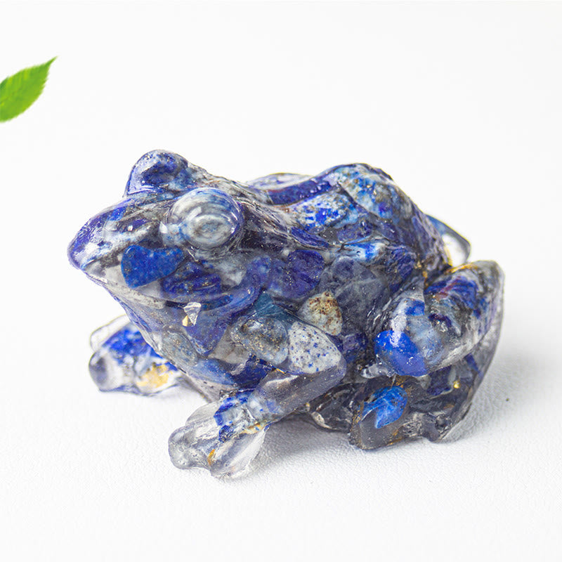 Buddha Stones Crystal Drip Resin Small Frog Passion Decoration Statue - Lazurite(65*55*38mm) - image 8