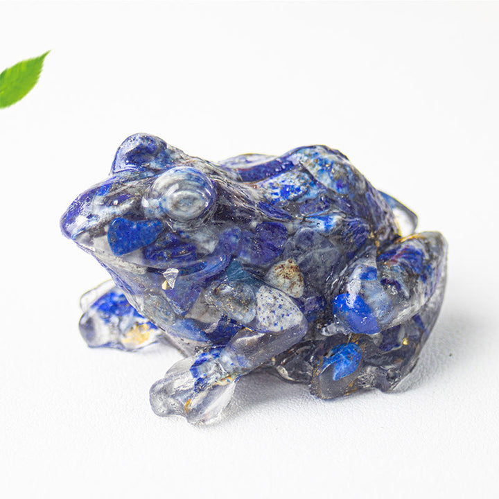 Buddha Stones Crystal Drip Resin Small Frog Passion Decoration Statue - Lazurite(65*55*38mm) - image 8