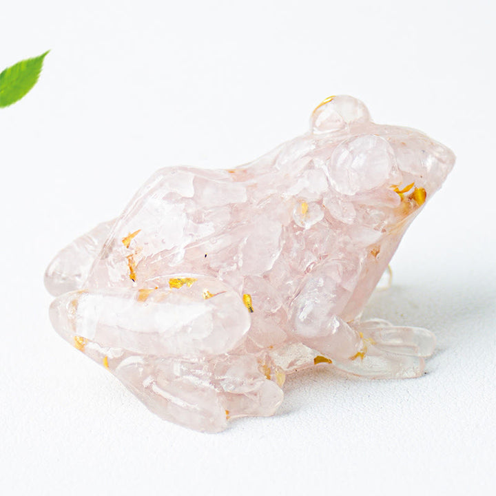 Buddha Stones Crystal Drip Resin Small Frog Passion Decoration Statue - Pink Crystal(65*55*38mm) - image 12