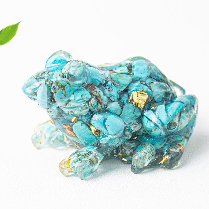 Buddha Stones Crystal Drip Resin Small Frog Passion Decoration Statue - Turquoise(65*55*38mm) - image 10