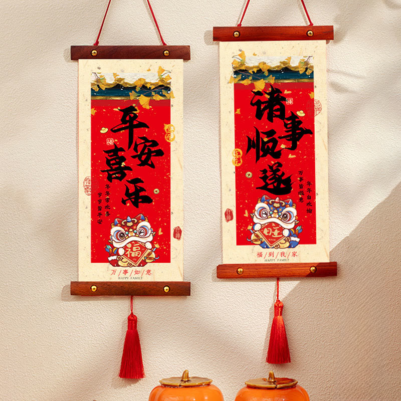 Buddha Stones Year of the Horse Chinese New Year Spring Festival Good Fortune Hanging Decoration - Peace and joy Tassel Style 15*53 cm - image 7