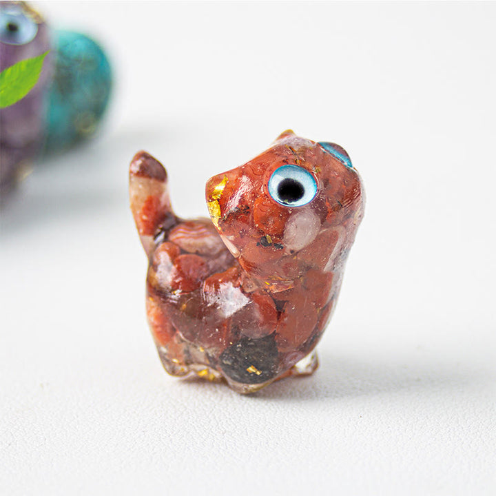 Buddha Stones Crystal Drip Resin Small Cat Serenity Fulfilment Decoration Statue - image 16