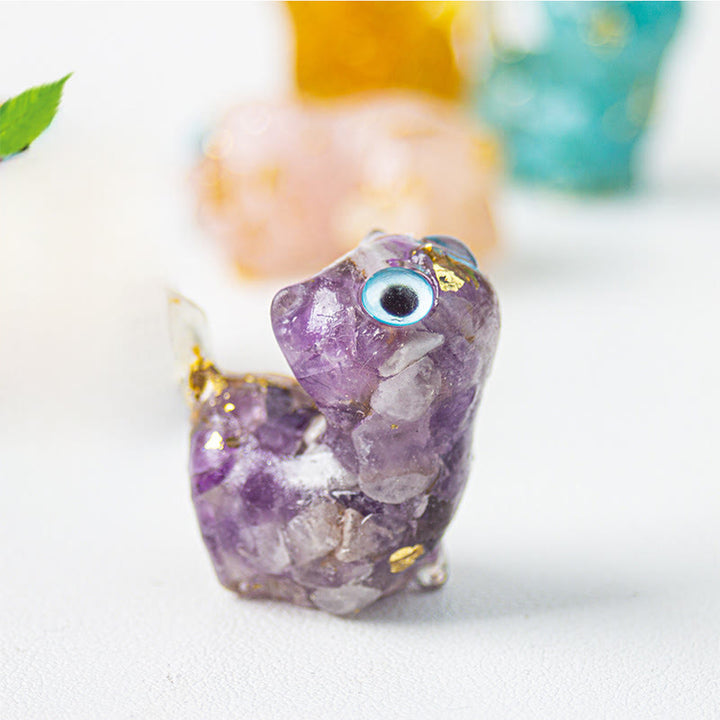 Buddha Stones Crystal Drip Resin Small Cat Serenity Fulfilment Decoration Statue - image 13