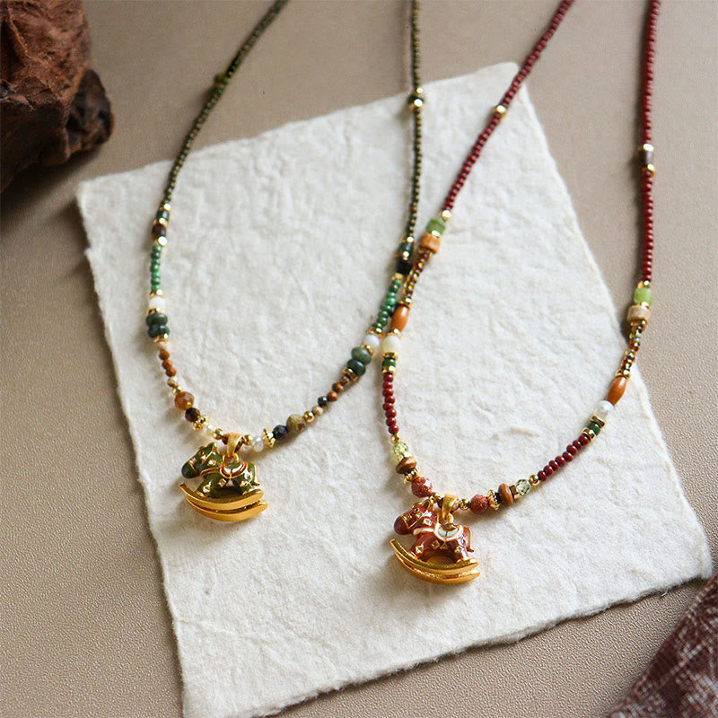 Buddha Stones Year Of The Horse Copper Tiger Eye Various Beads Balance Necklace Pendants - image 10