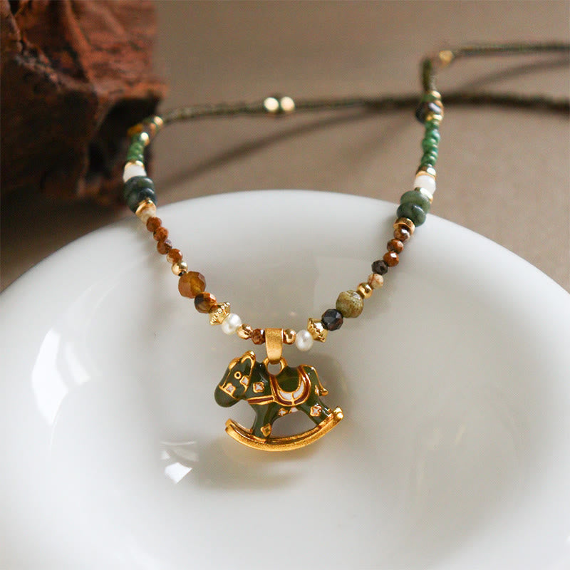 Buddha Stones Year Of The Horse Copper Tiger Eye Various Beads Balance Necklace Pendants - image 9