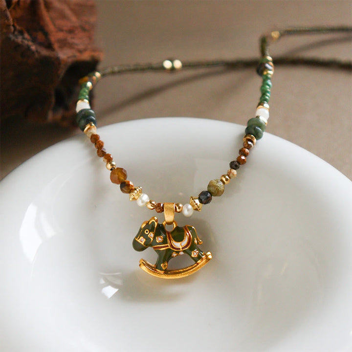 Buddha Stones Year Of The Horse Copper Tiger Eye Various Beads Balance Necklace Pendants - image 9