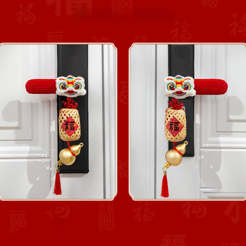 Buddha Stones Year of the Horse Dancing Lion Fu Character Door Handle Blessing Decoration - image 7