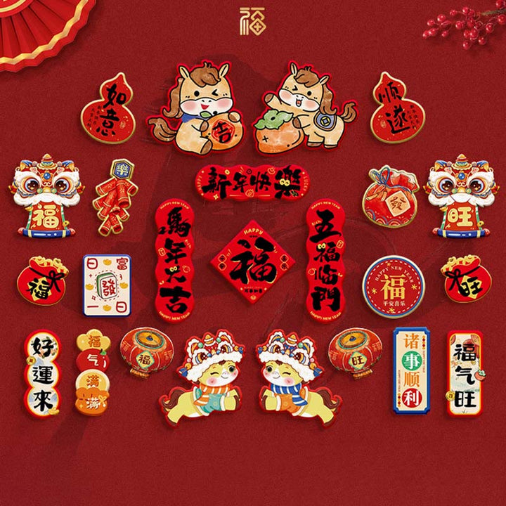 Buddha Stones Year of the Horse Refrigerator Fridge Full Magnet Back Blessings Decoration - 24Pcs Set 1&Set 2&Set 4 - image 17