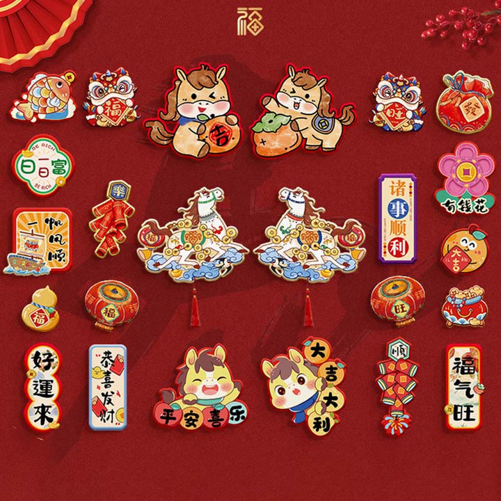 Buddha Stones Year of the Horse Refrigerator Fridge Full Magnet Back Blessings Decoration - 24Pcs Set 1&Set 3&Set 5 - image 14