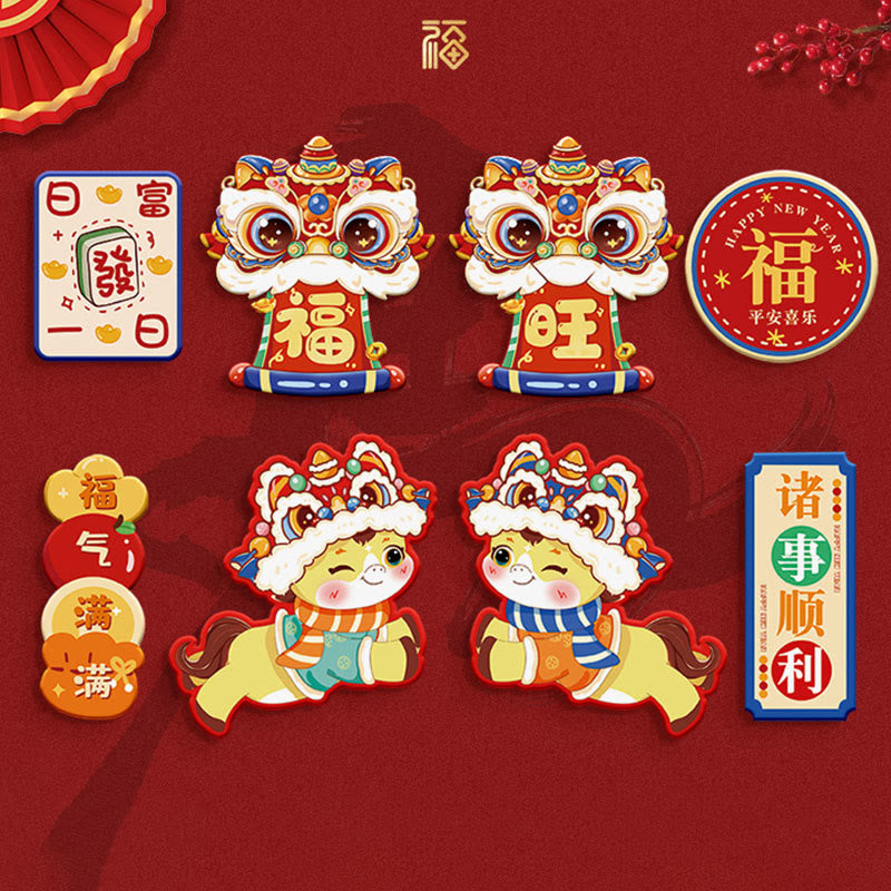 Buddha Stones Year of the Horse Refrigerator Fridge Full Magnet Back Blessings Decoration - 8Pcs Set 4 - image 5