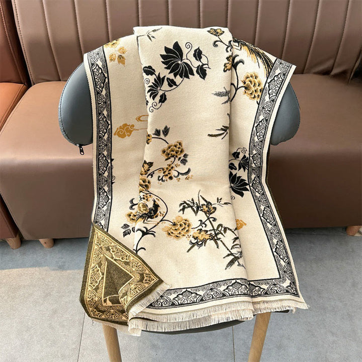 Buddha Stones Winter Birds Bamboo Leaves Vines Pattern Soft Scarf Shawl - image 10