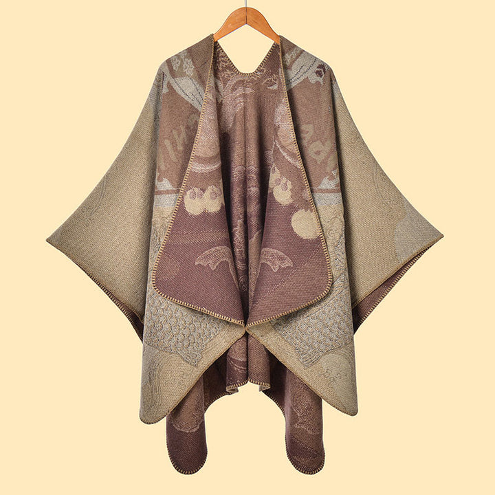 Buddha Stones Winter Koi Fish Waves Pattern Warm Cozy Scarf Shawl - Tan - 130*150cm - image 12