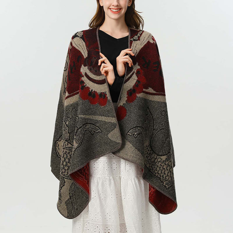 Buddha Stones Winter Koi Fish Waves Pattern Warm Cozy Scarf Shawl - image 5