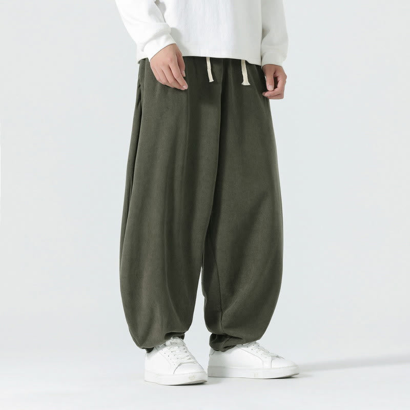 Buddha Stones Fall Solid Color Corduroy Men's Harem Pants With Pockets - image 1