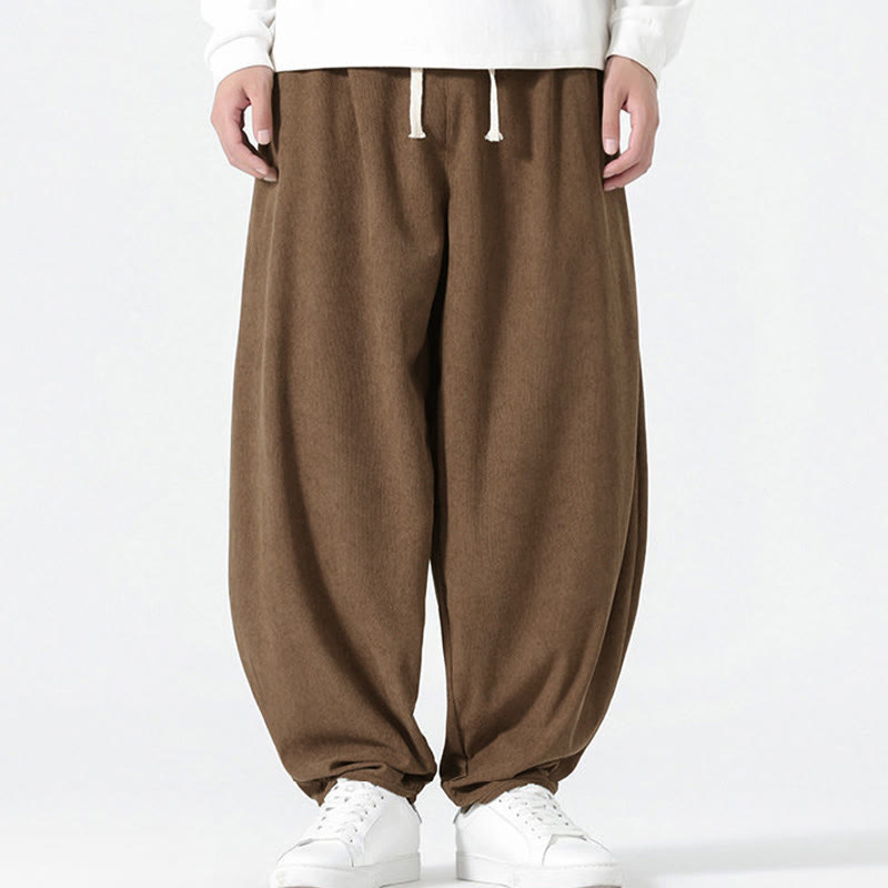 Buddha Stones Fall Solid Color Corduroy Men's Harem Pants With Pockets - image 20