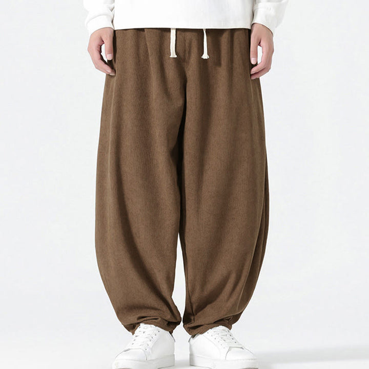 Buddha Stones Fall Solid Color Corduroy Men's Harem Pants With Pockets - image 20