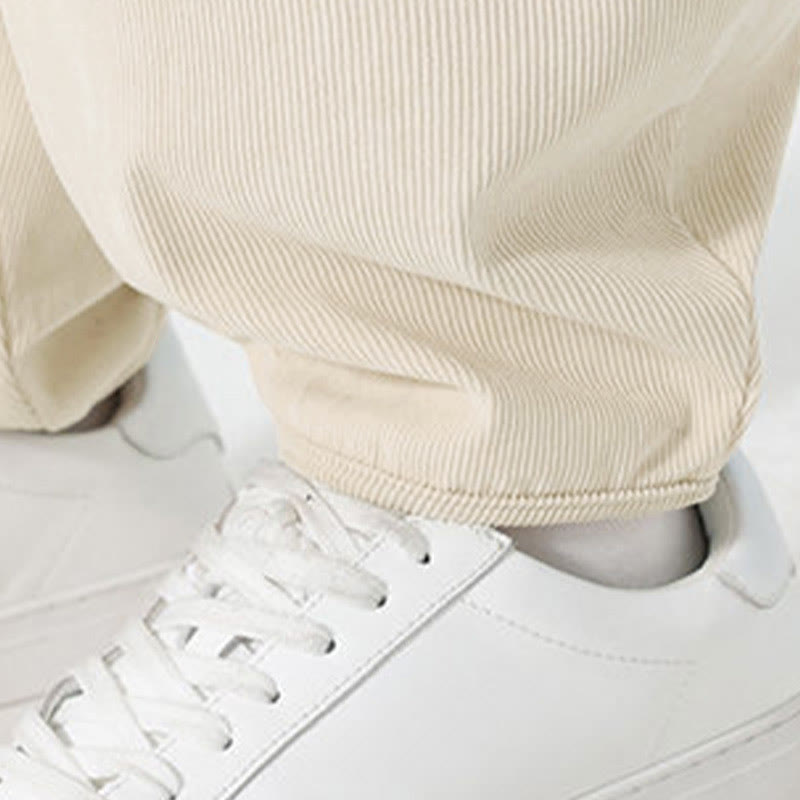 Buddha Stones Fall Solid Color Corduroy Men's Harem Pants With Pockets - image 18