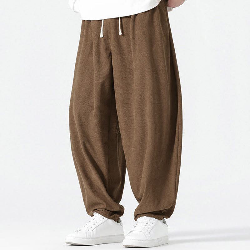 Buddha Stones Fall Solid Color Corduroy Men's Harem Pants With Pockets - image 21