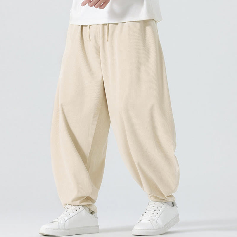 Buddha Stones Fall Solid Color Corduroy Men's Harem Pants With Pockets - image 11