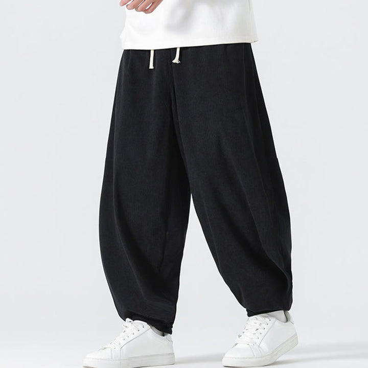 Buddha Stones Fall Solid Color Corduroy Men's Harem Pants With Pockets - image 7