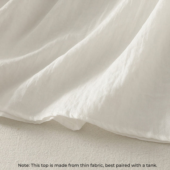 Buddha Stones White Buttons Ruffled Long Sleeve Women's Cotton Shirt - image 7