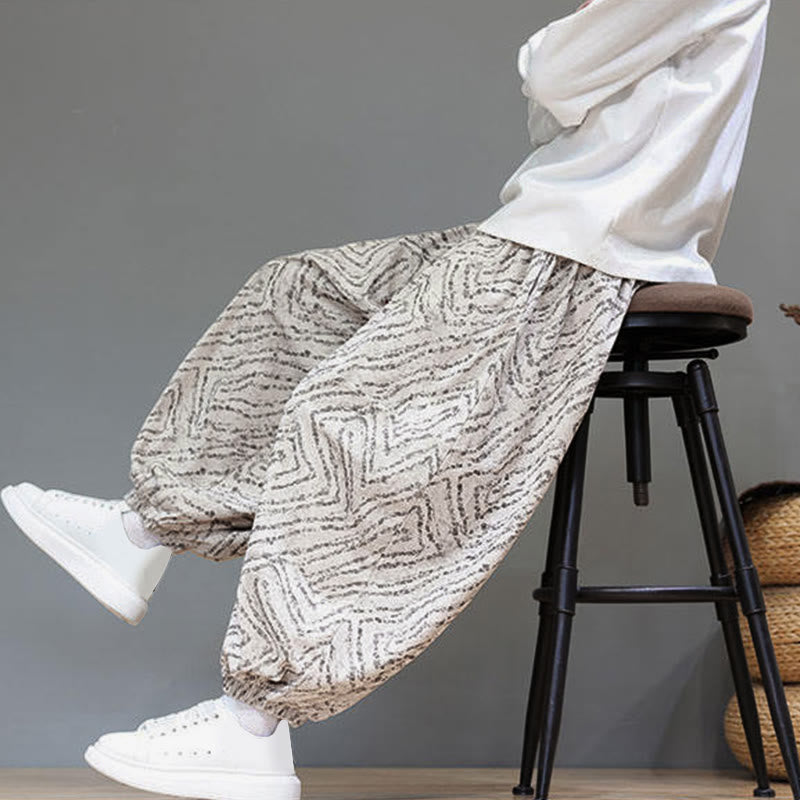 Buddha Stones Fall Texture Drawstring Design Corduroy Cotton Linen Men's Harem Pants With Pockets - image 9