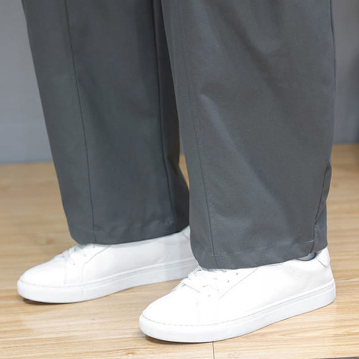 Buddha Stones Fall Pure Color Cotton Men's Cropped Harem Pants With Pockets - image 21