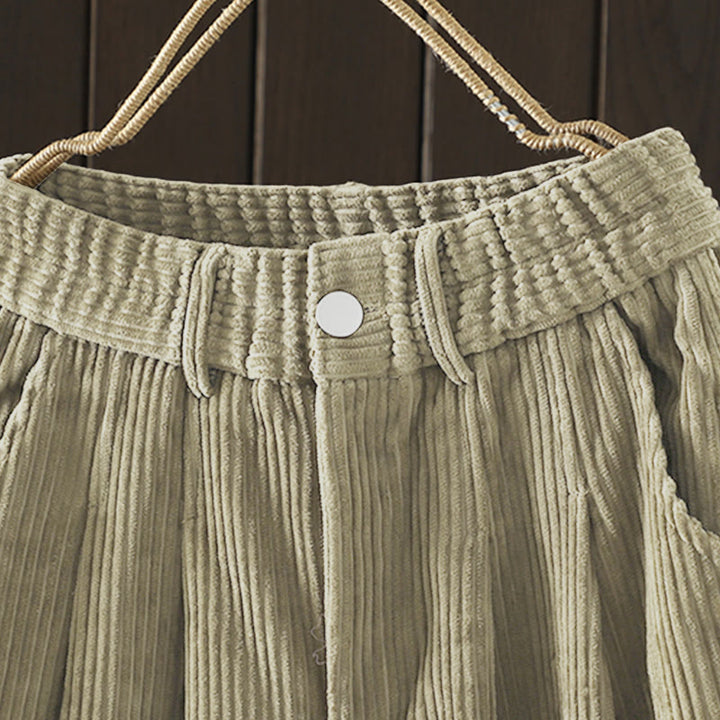 Buddha Stones Women's Winter Plain Corduroy Cotton High Waist Fleece-Lined Harem Pants With Pockets - image 20