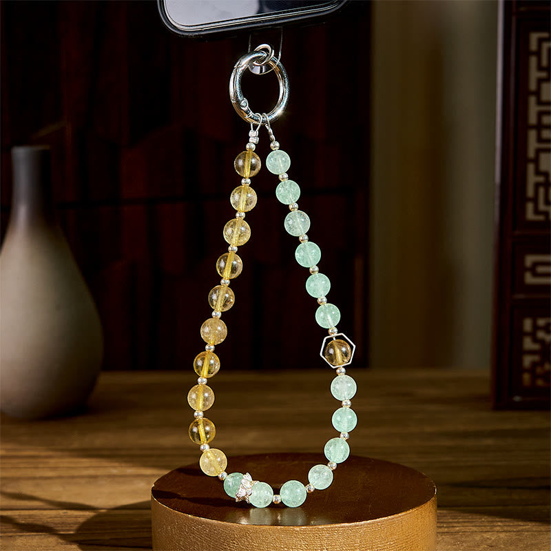 Buddha Stones Green Strawberry Quartz Citrine Beaded Soothing Key Chain Phone Hanging Decoration - image 2